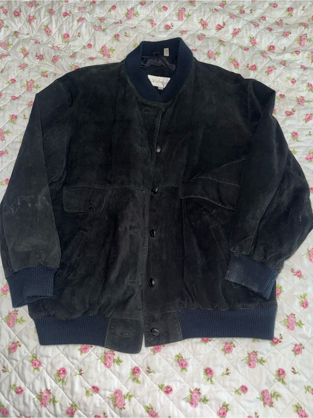 Vintage silvercord Genuine Leather mens black coat. Size: L